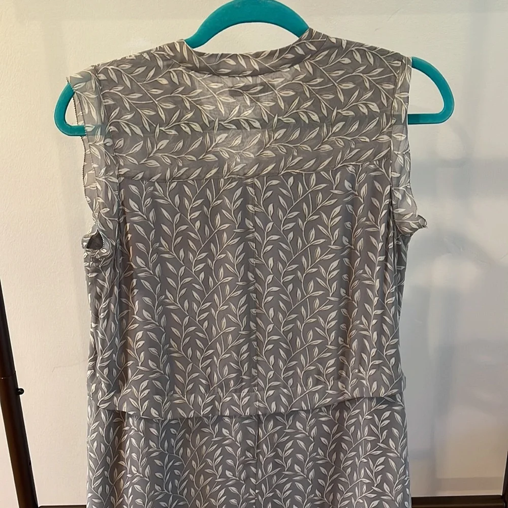 Madewell Sleeveless Button Front Leaf Print Shift Midi Dress Fully Lined Grey 2 - Picture 7 of 11